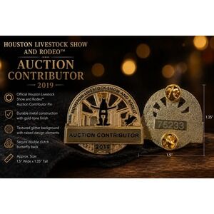 Houston Livestock Show and Rodeo 2019 Auction Contributor Gold Tone Lapel Pin